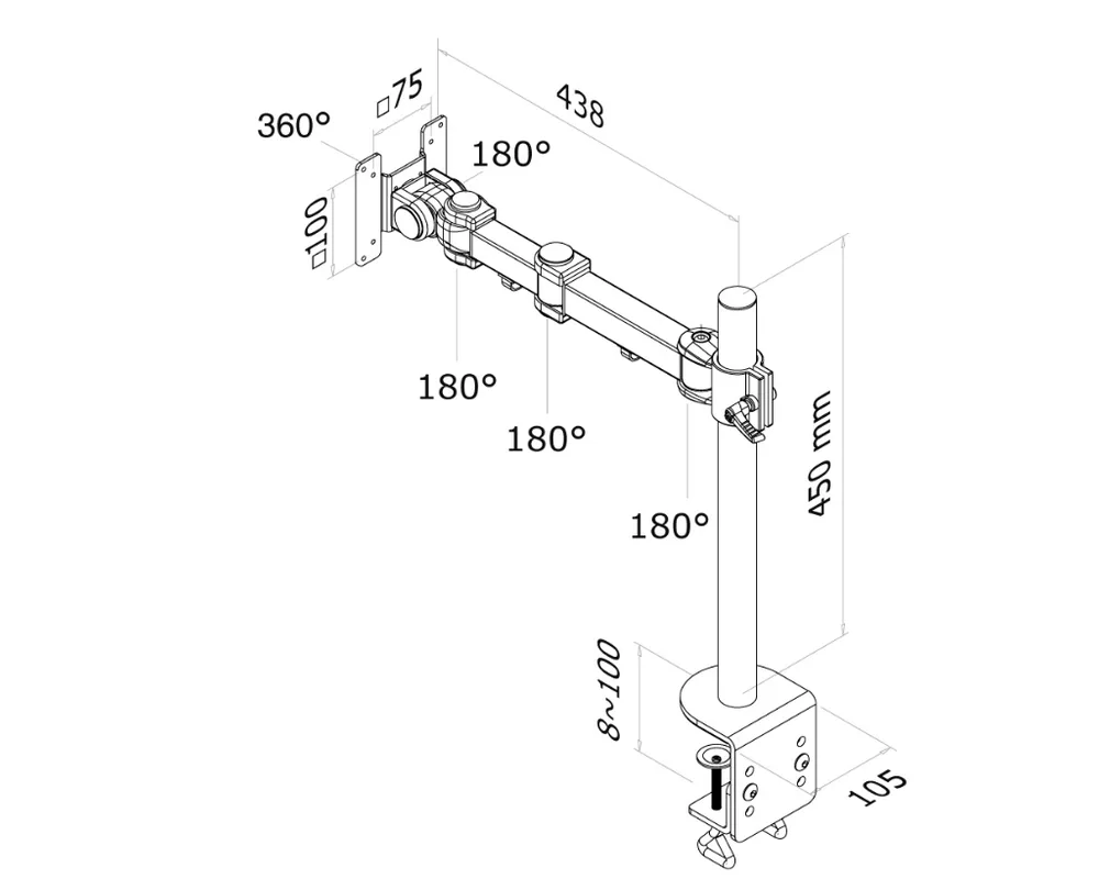 Стойка Neomounts Flat Screen Desk Mount (clamp) 3