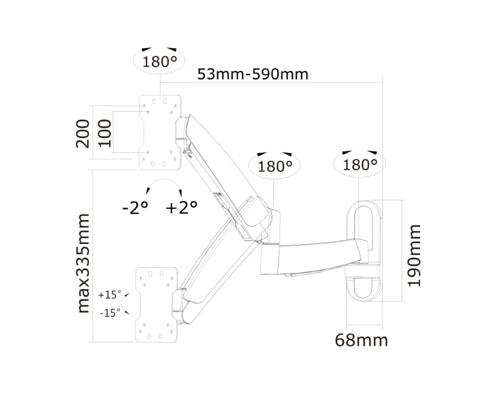 Стойка Neomounts by NewStar Flat Screen Wall Mount (height adjustable swivel arm) 9