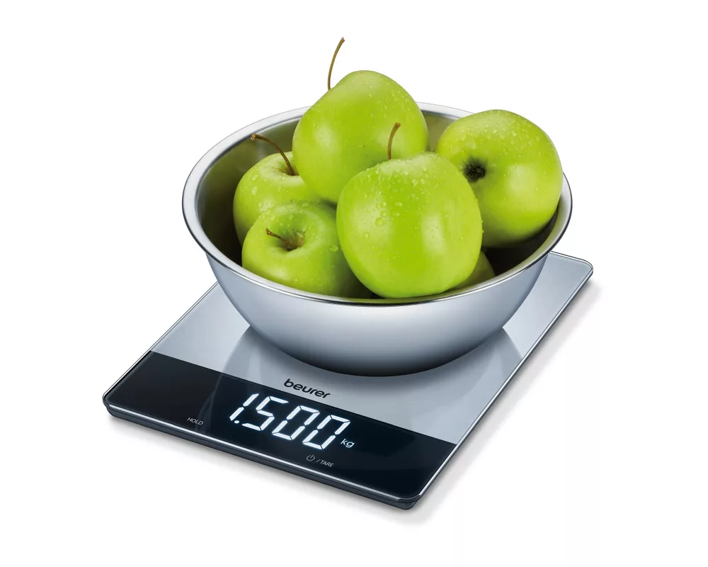 Смарт кантар Beurer KS 34 XL kitchen scale; Stainless steel weighing surface; Magic LED; 15 kg / 1 g 6