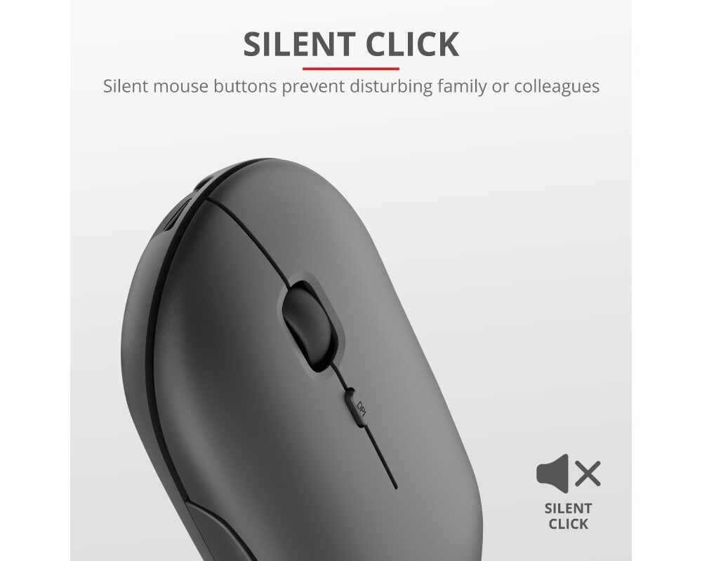 Мишка TRUST Puck Wireless & BT Rechargeable Mouse Black 6