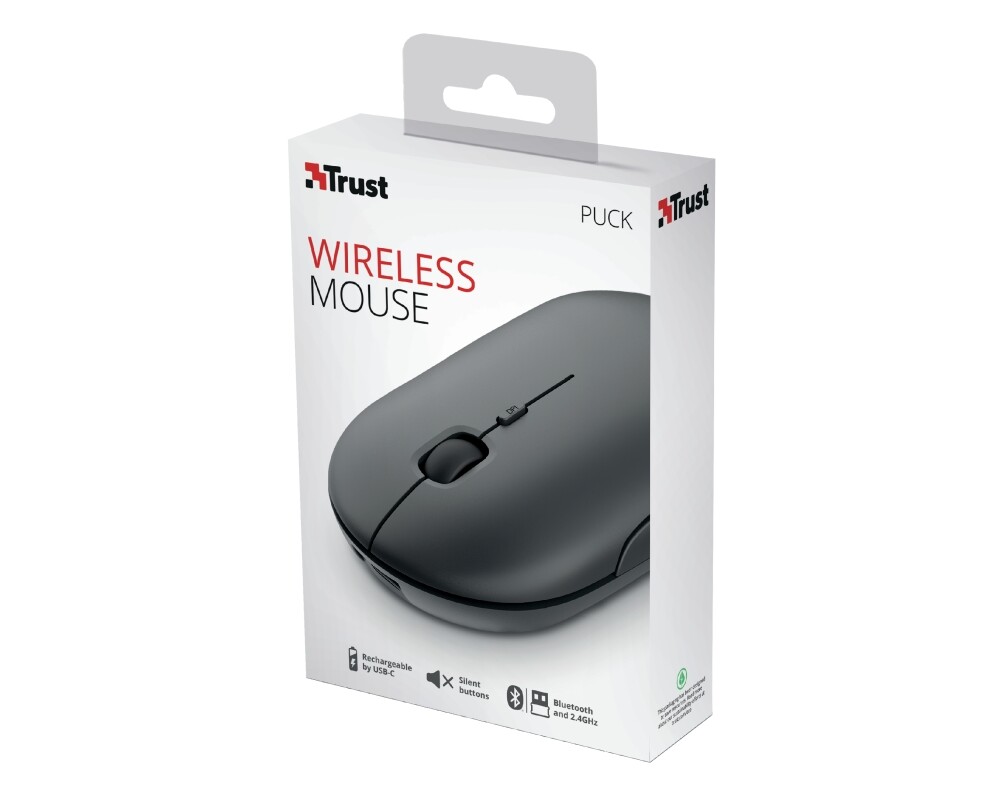 Мишка TRUST Puck Wireless & BT Rechargeable Mouse Black 9