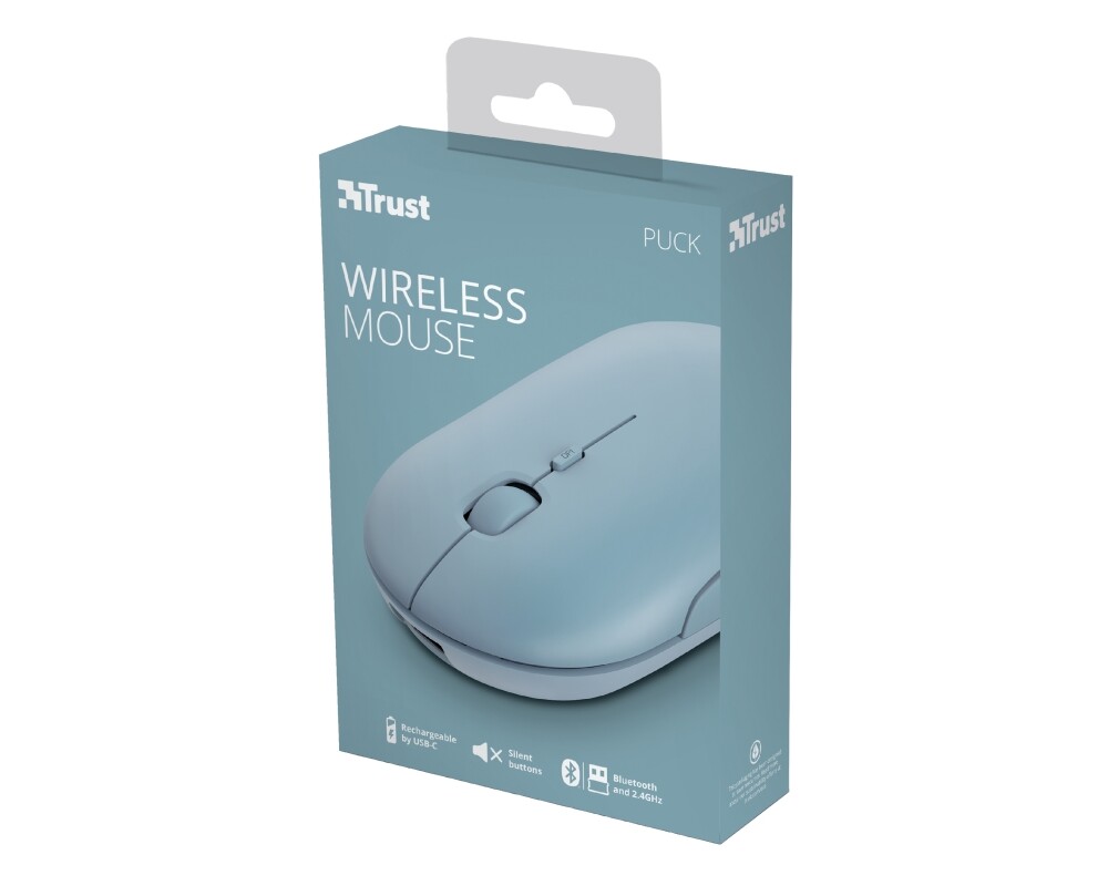 Мишка TRUST Puck Wireless & BT Rechargeable Mouse Blue 9