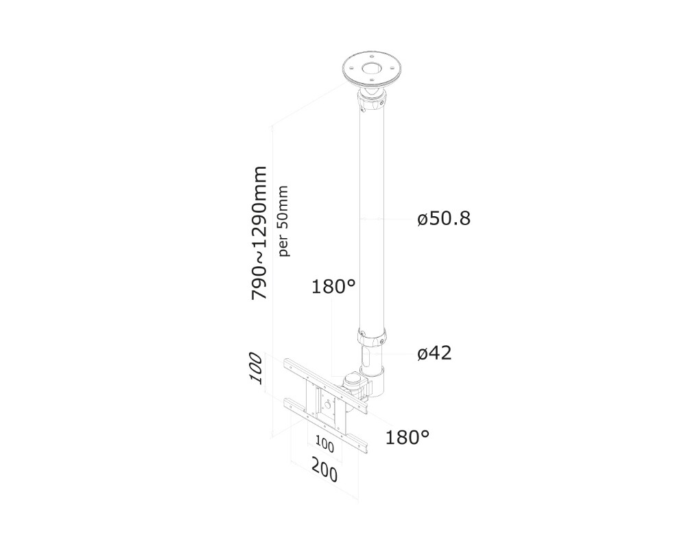 Стойка Neomounts Flat Screen Ceiling Mount (Height: 79-129 cm) 3