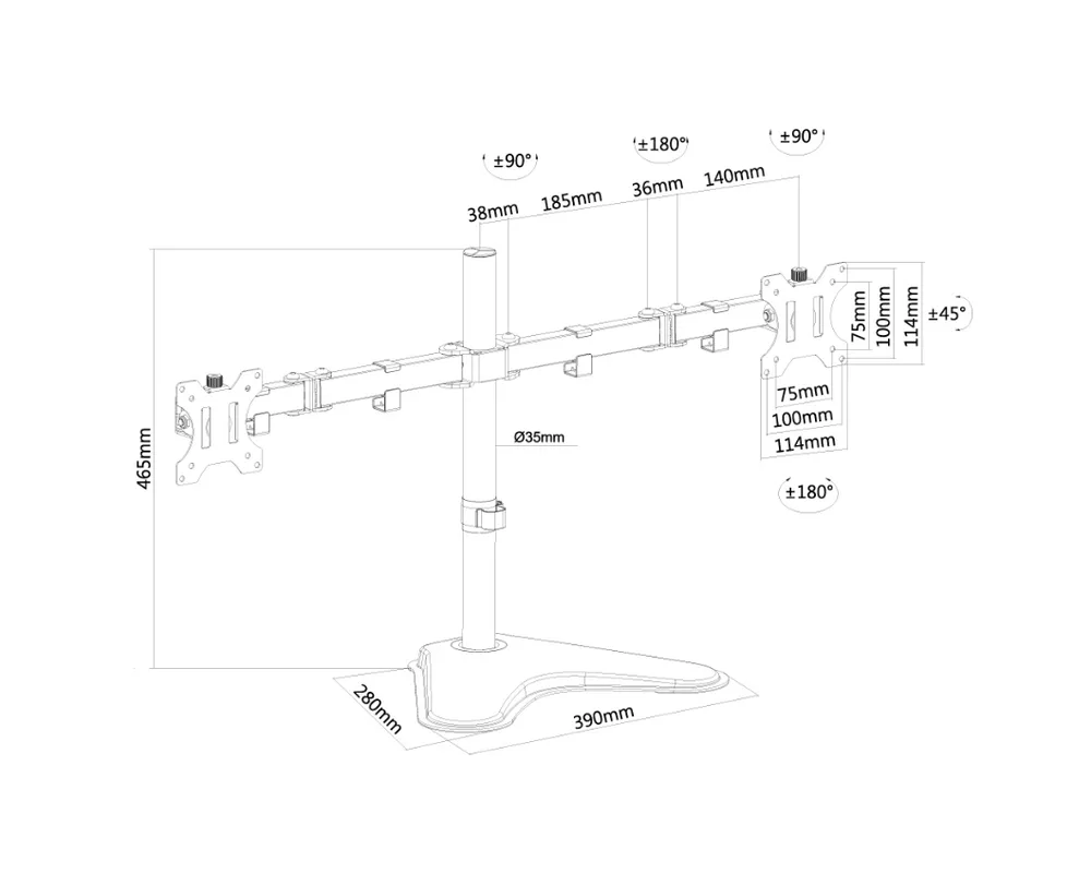 Стойка Neomounts Flat Screen Desk Mount (stand) for 2 Monitor Screens 3