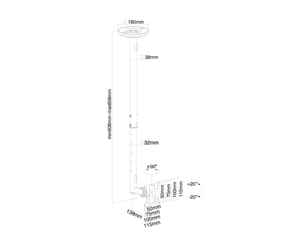 Стойка Neomounts Flat Screen Ceiling Mount (Height: 60-85 cm) 3