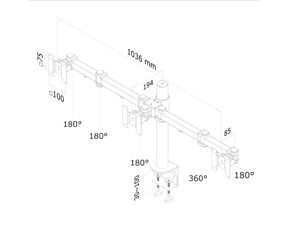 Стойка Neomounts by NewStar Flat Screen Desk Mount (clamp) for 3 Monitor Screens 3