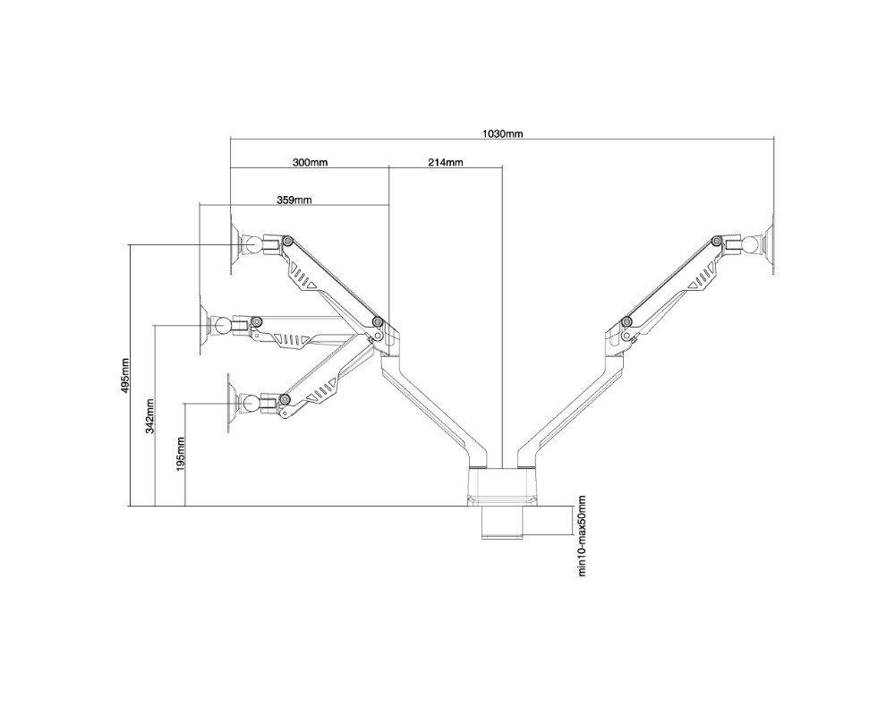 Стойка Neomounts Flat Screen Desk Mount (clamp/grommet) for 2 Monitor Screens 3