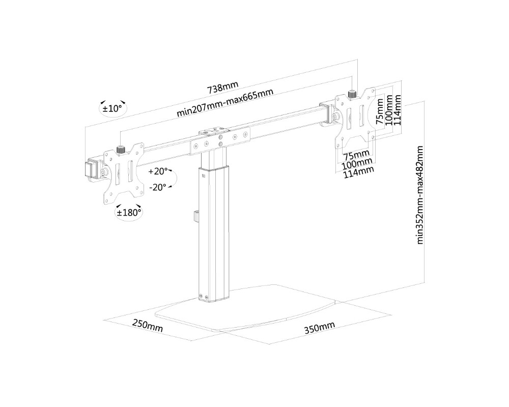 Стойка Neomounts Flat Screen Desk Mount (stand) for 2 Monitor Screens 3