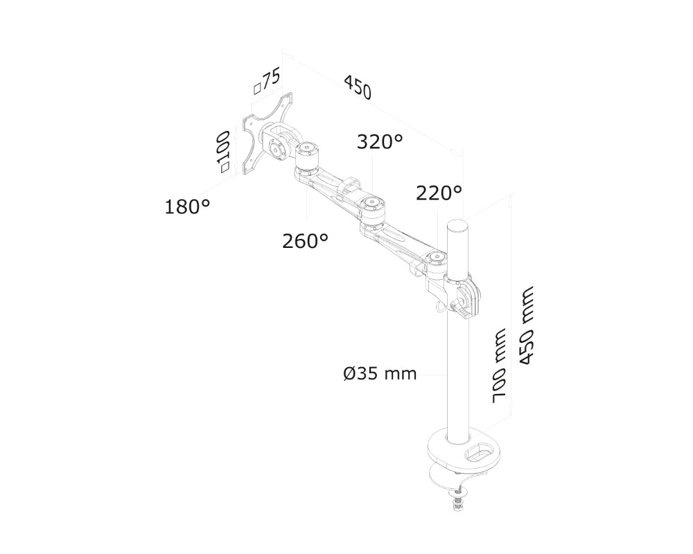 Стойка Neomounts Flat Screen Desk Mount (grommet) 3