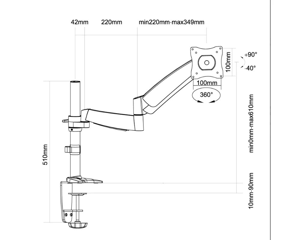 Стойка Neomounts Flat Screen Desk Mount (clamp/grommet) 3