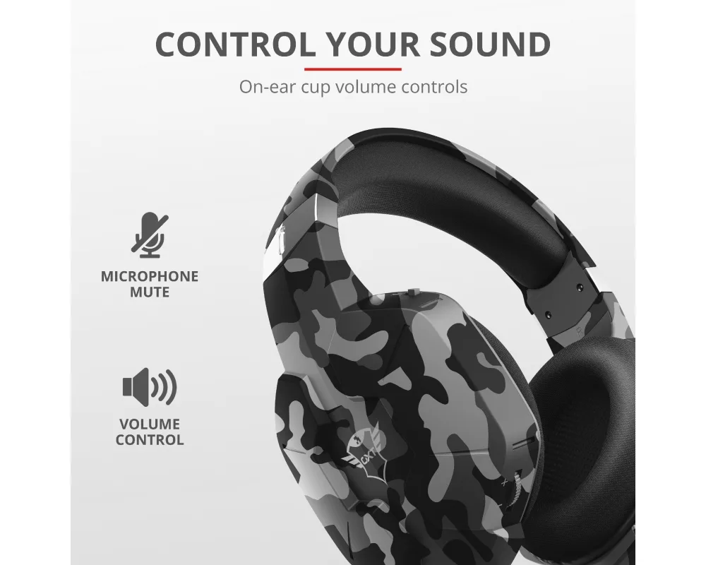 Слушалки TRUST GXT 323K Carus Gaming Headset Black Camo 9