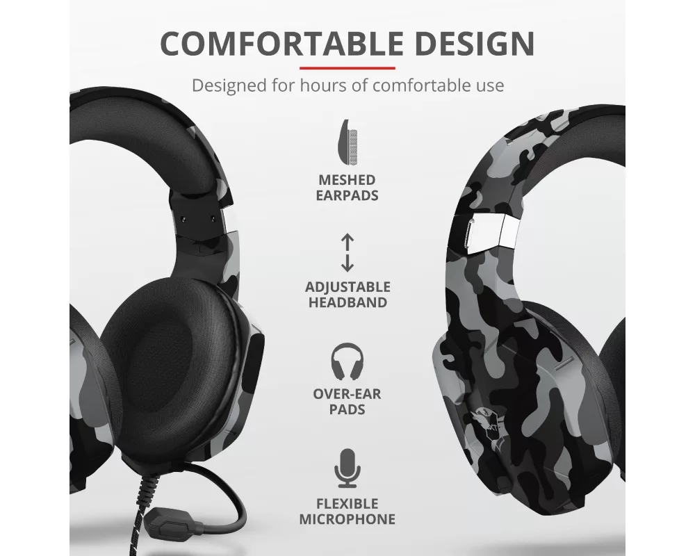 Слушалки TRUST GXT 323K Carus Gaming Headset Black Camo 10
