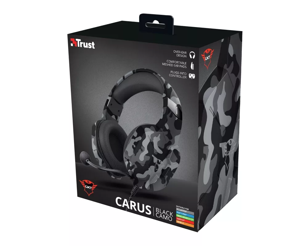 Слушалки TRUST GXT 323K Carus Gaming Headset Black Camo 12