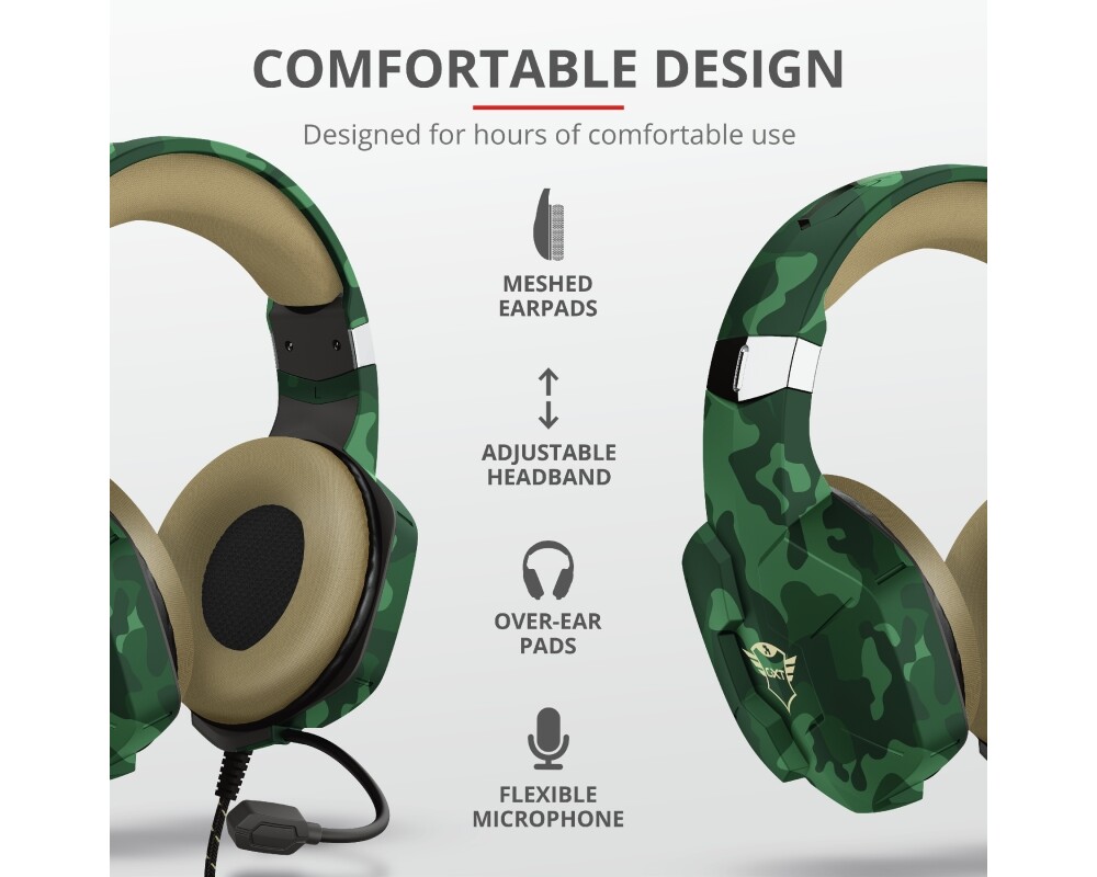 Слушалки TRUST GXT 323C Carus Gaming Headset Jungle Camo 10
