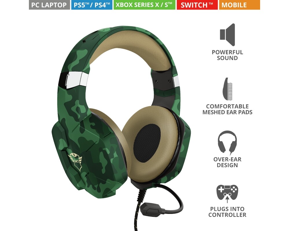 Слушалки TRUST GXT 323C Carus Gaming Headset Jungle Camo 8
