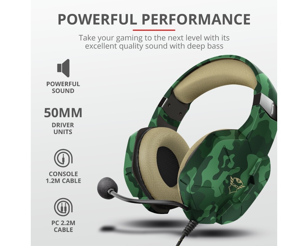 Слушалки TRUST GXT 323C Carus Gaming Headset Jungle Camo 11