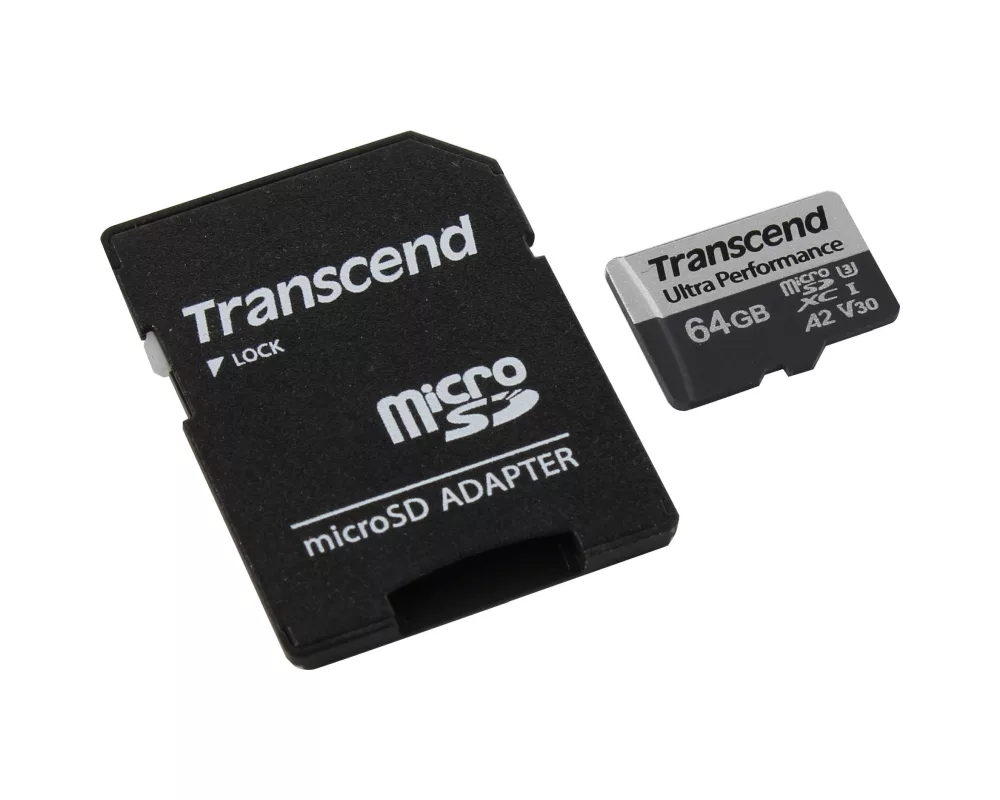 Флаш карта Transcend 64GB micro SD with adapter UHS-I U3 A2 Ultra Performance 2