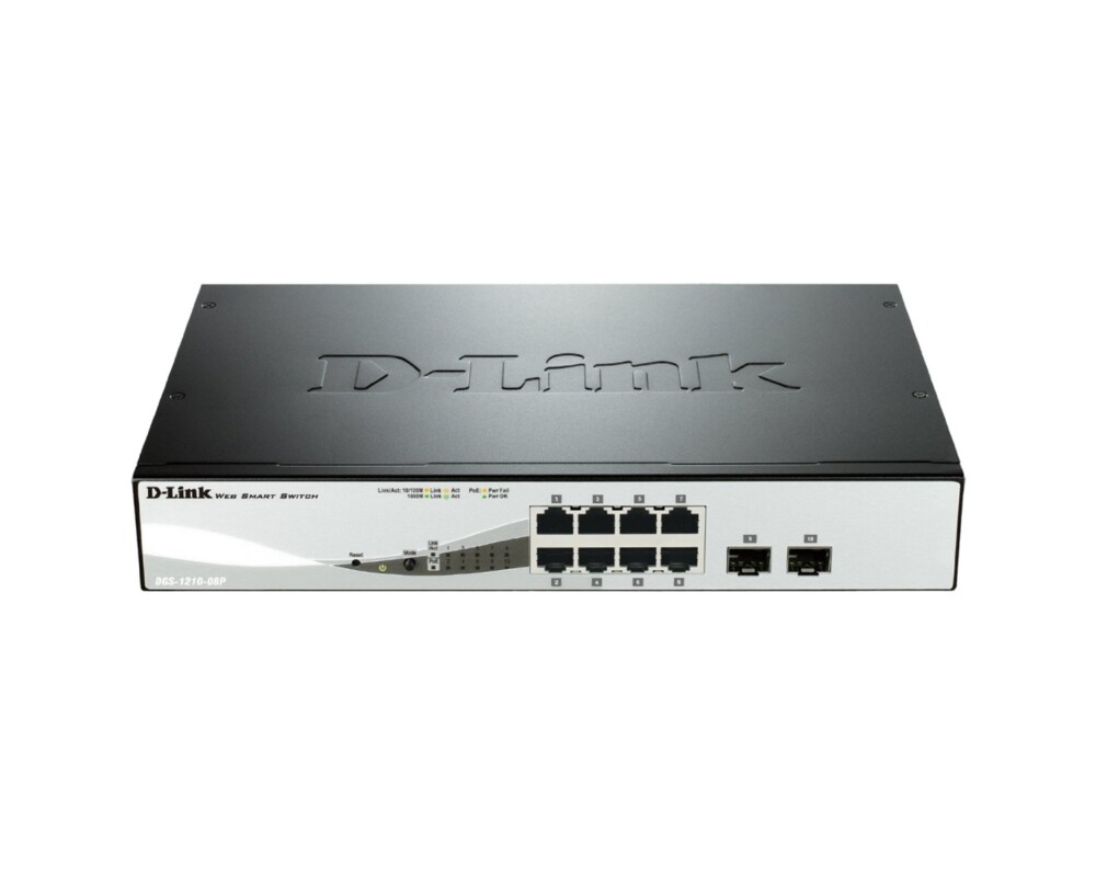 Switch (Комутатор) D-Link 8-Port Gigabit PoE Smart Switch with 2 SFP ports DGS-1210-08P 2