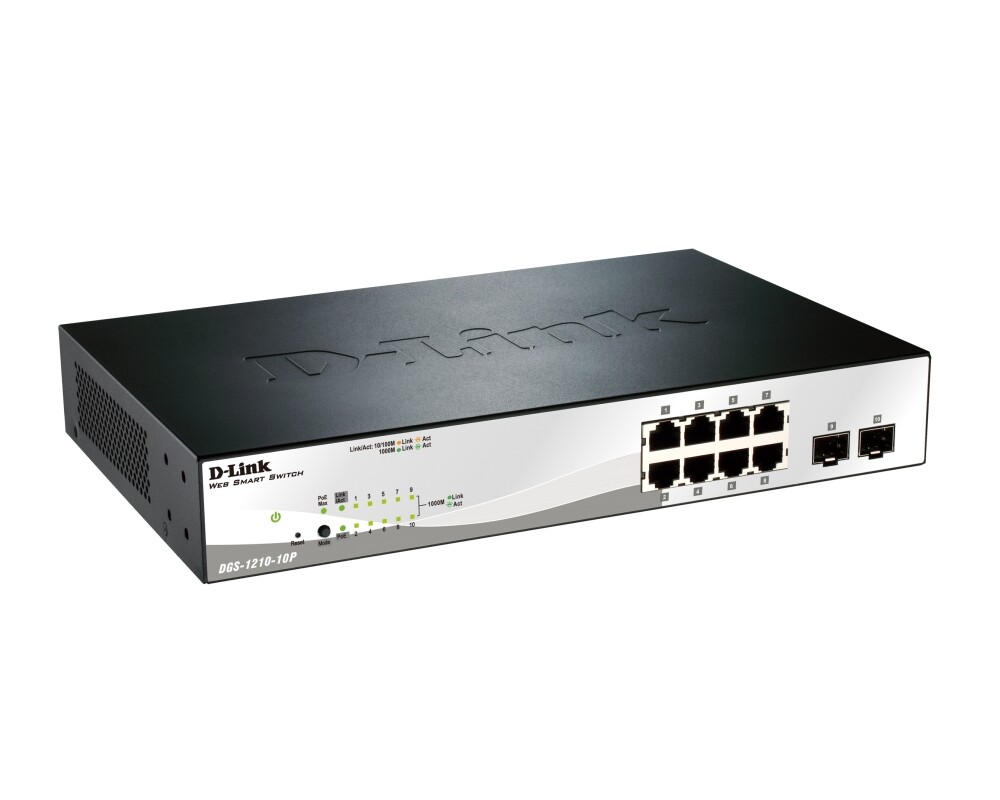 Switch (Комутатор) D-Link 10-port 10/100/1000 Gigabit PoE Smart Switch including 2 SFP 2