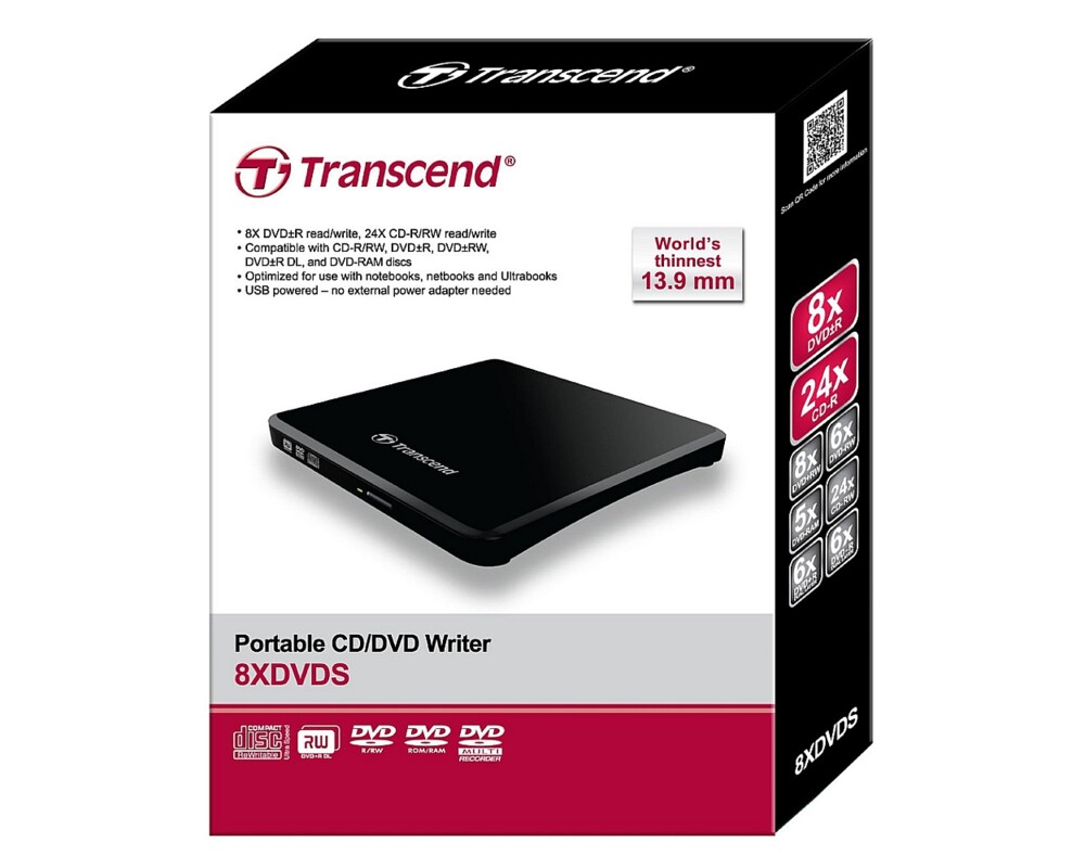 Оптично устройство Transcend 8X DVD±RW, USB 2.0, Slim Type 6