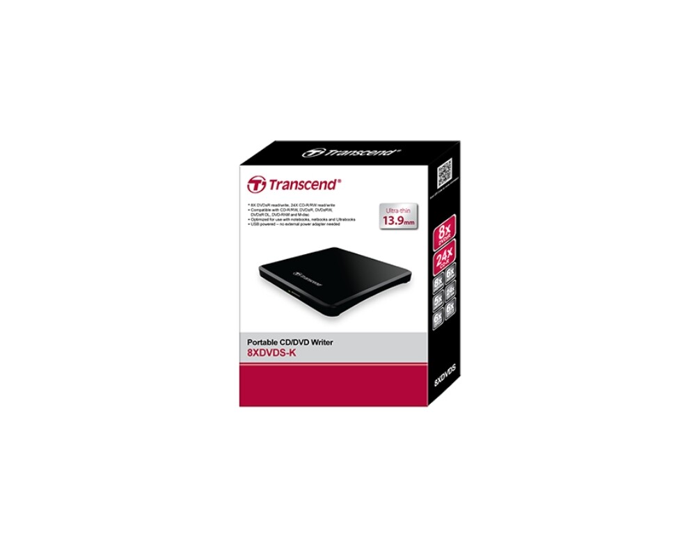 Оптично устройство Transcend 8X DVD±RW, USB 2.0, Slim Type 5