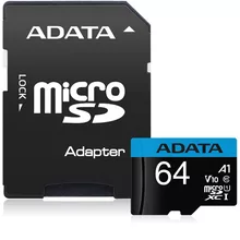  ADATA 64GB MicroSDXC UHS-I CLASS 10 (with adapter) 382848 AUSDX64GUICL10A1-RA1 на топ цена - PIC.bg