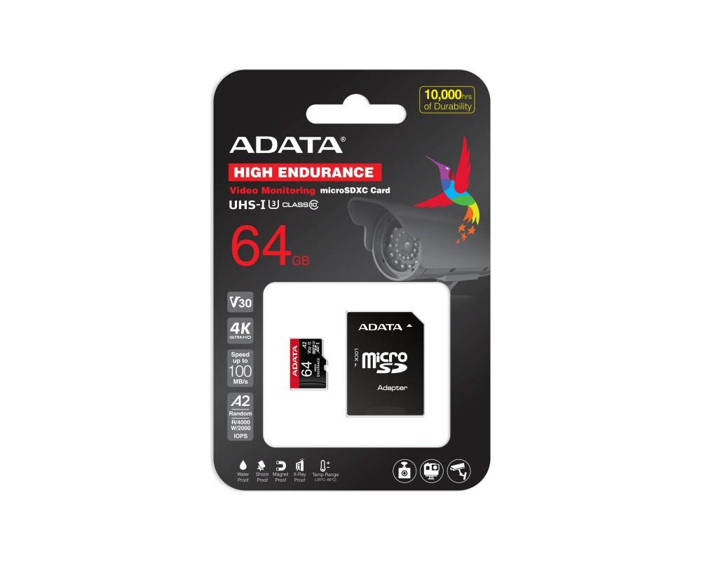 Флаш карта ADATA 64GB MicroSDXC UHS-I U3 V30S High (with adapter) 2