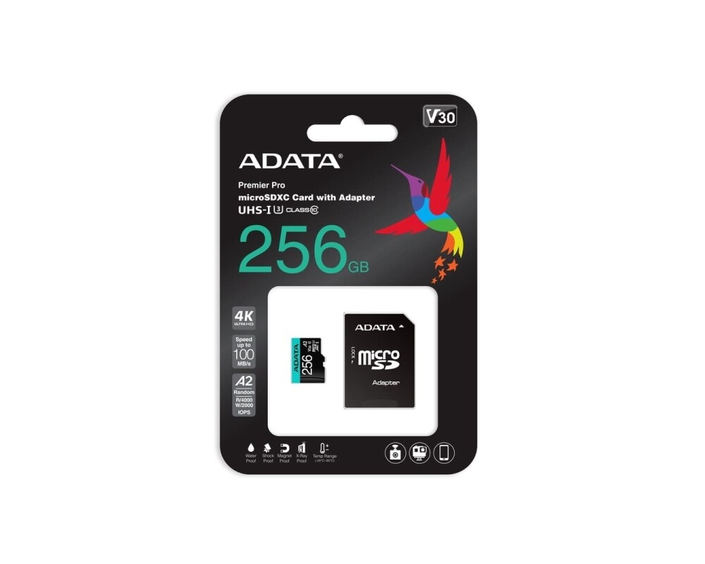 Флаш карта ADATA 256GB MicroSDXC UHS-I U3 V30S (with adapter) 2