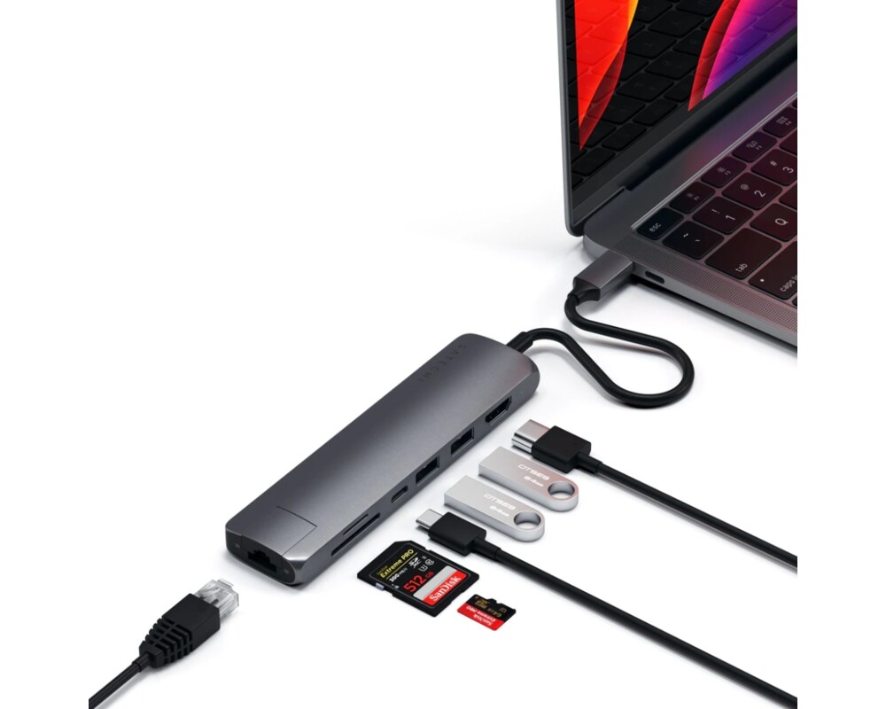 Докинг станция Satechi Aluminium Type-C Slim Multiport (1xHDMI 4K 4