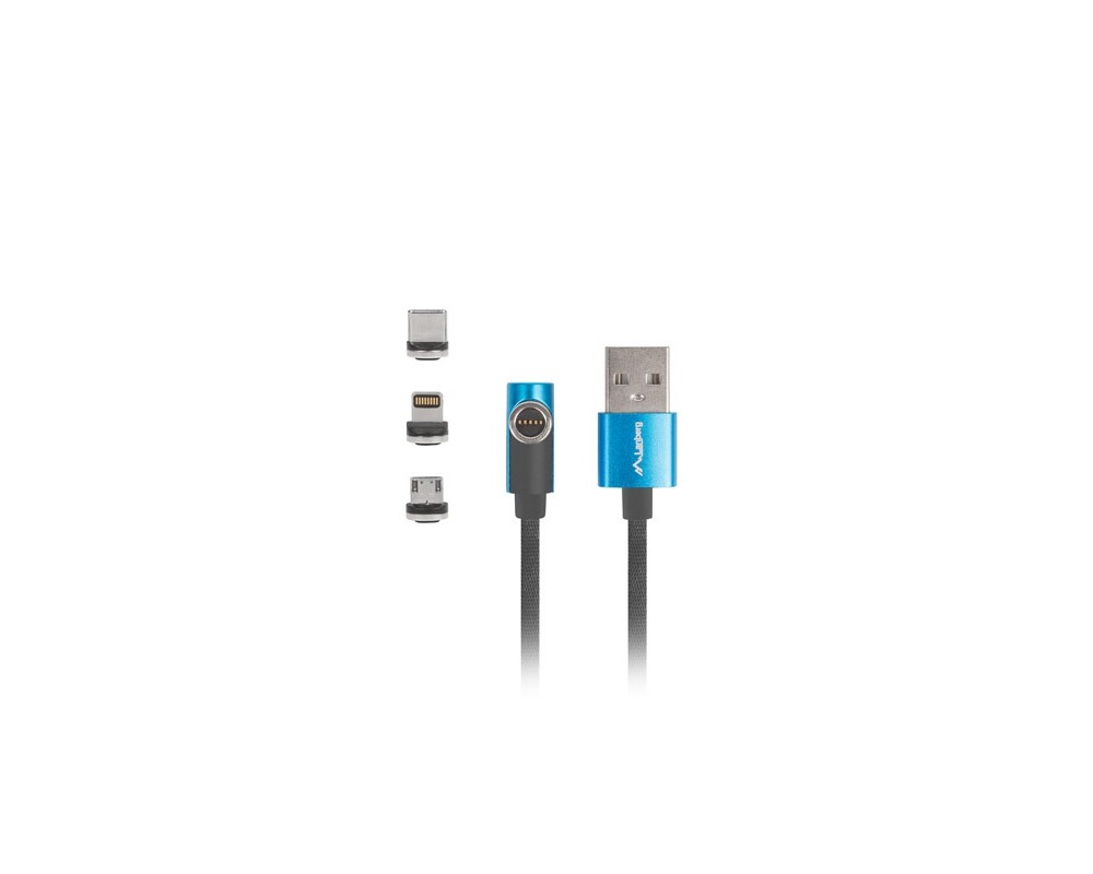 Кабел Lanberg 3in1 USB-A (M) -> USB MICRO(M) + LIGHTNING (M) + USB-C (M) 2.0 1m 3