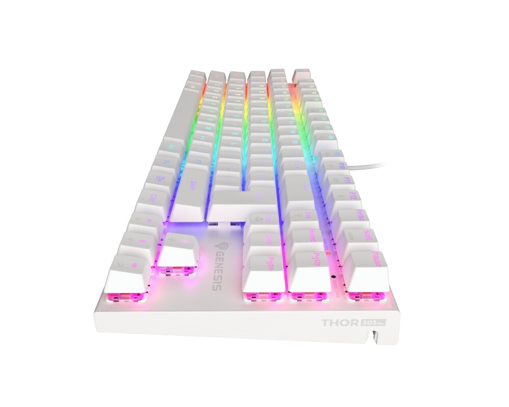 Клавиатура Genesis Gaming Keyboard Thor 303 TKL White RGB Backlight US Layout Brown Switch 3