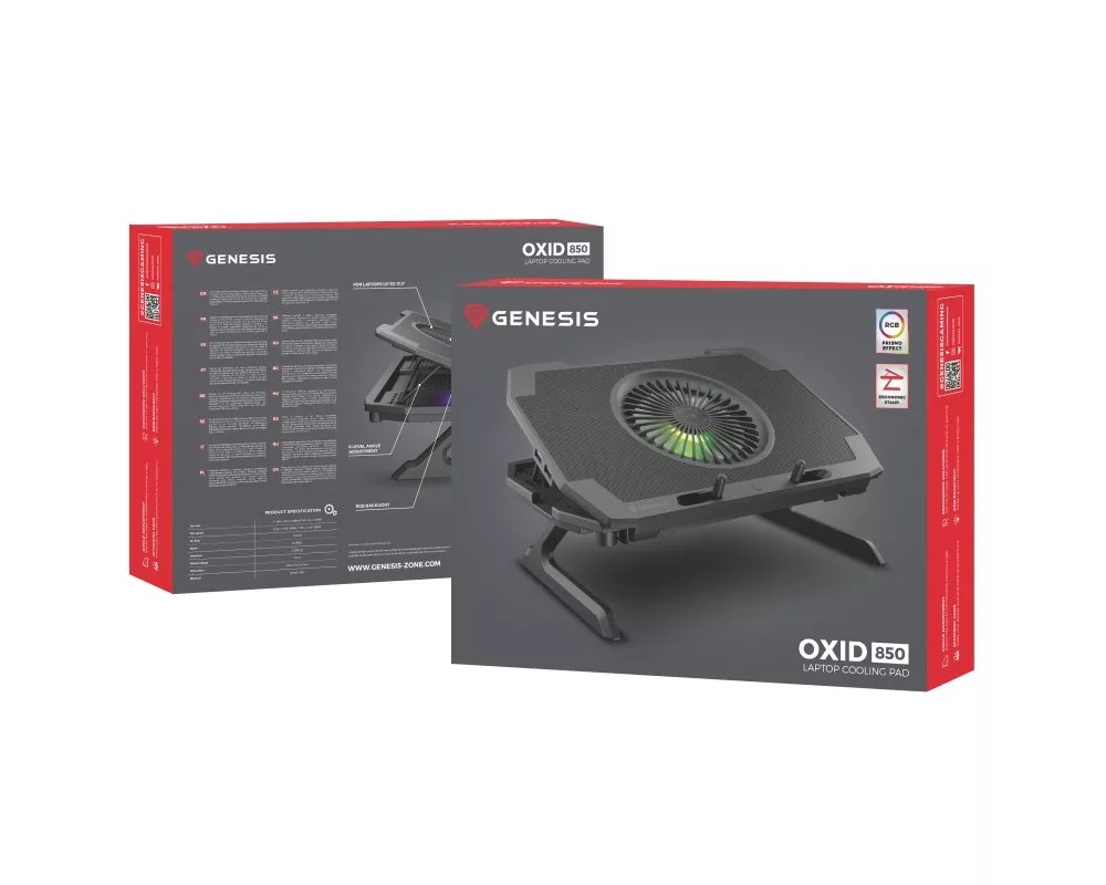 Стойка Genesis Laptop Cooling Pad Oxid 850 15.6-17.3 5 Fans 11