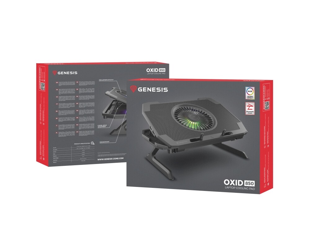 Охлаждаща подложка Genesis Laptop Cooling Pad Oxid 850 15.6-17.3 5 Fans 11