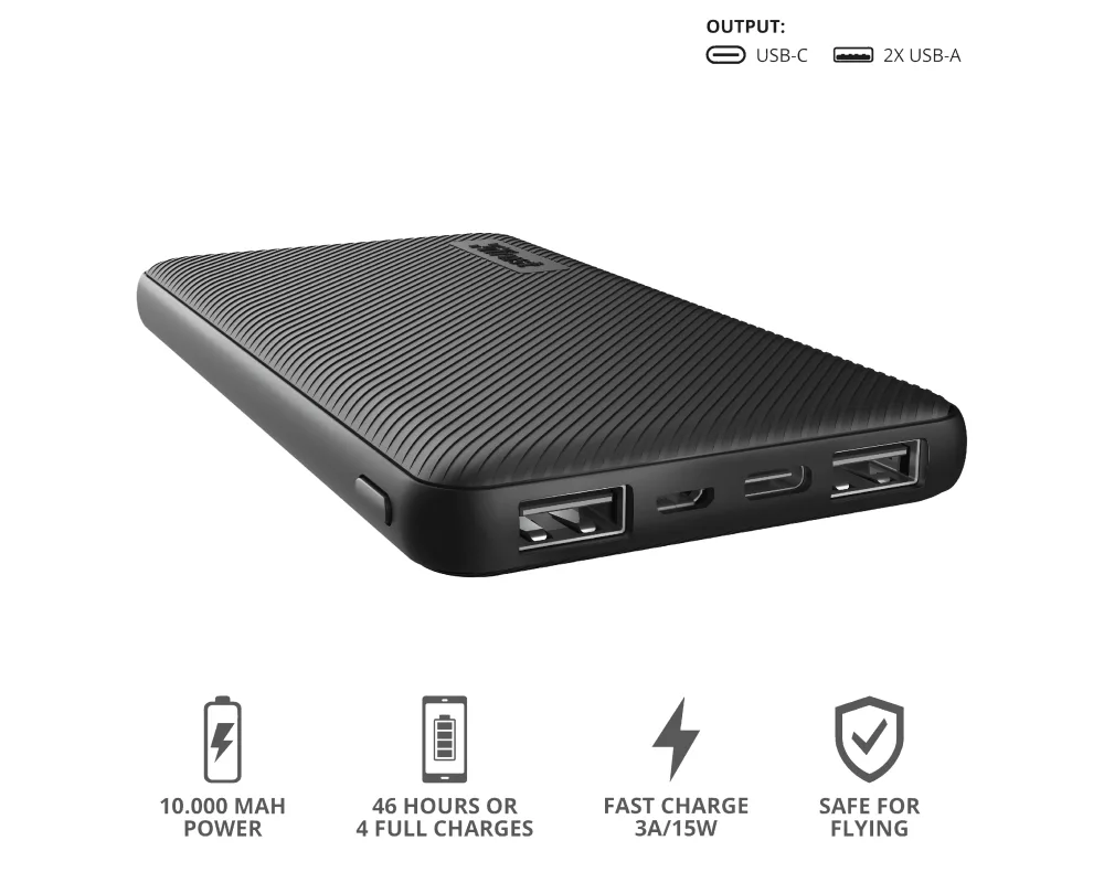 Външна батерия TRUST Primo Fast Ultra-thin Powerbank 10000 mAh 5