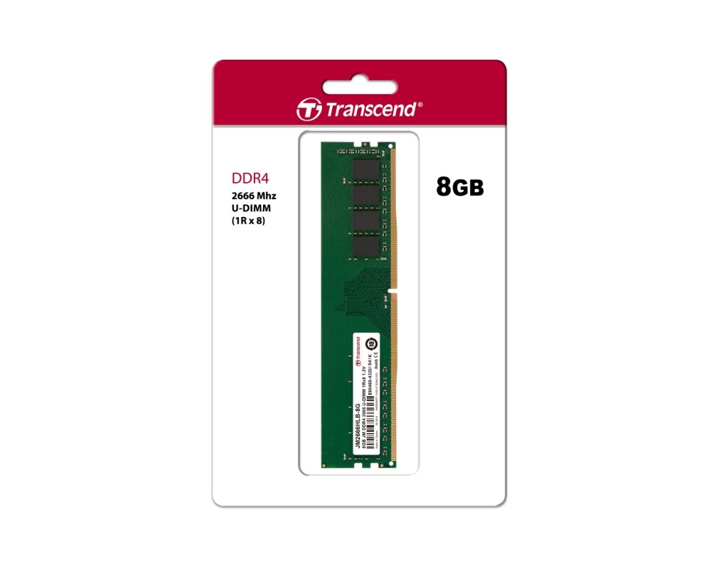 Памет Transcend 8GB JM DDR4 2666Mhz U-DIMM 1Rx8 1Gx8 CL19 1.2V 2
