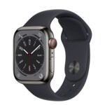 <span>Smart часовник</span> Apple Watch Series 8 GPS + Cellular 41mm Graphite Stainless Steel Case with Midnight Sport Band - Regular <span class='catalog-num-in-name'>MNJJ3BS/A</span> - 