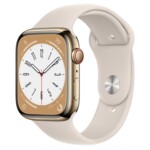<span>Smart часовник</span> Apple Watch Series 8 GPS + Cellular 45mm Gold Stainless Steel Case with Starlight Sport Band - Regular <span class='catalog-num-in-name'>MNKM3BS/A</span> - 