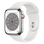 <span>Smart часовник</span> Apple Watch Series 8 GPS + Cellular 45mm Silver Stainless Steel Case with White Sport Band - Regular <span class='catalog-num-in-name'>MNKE3BS/A</span> - 