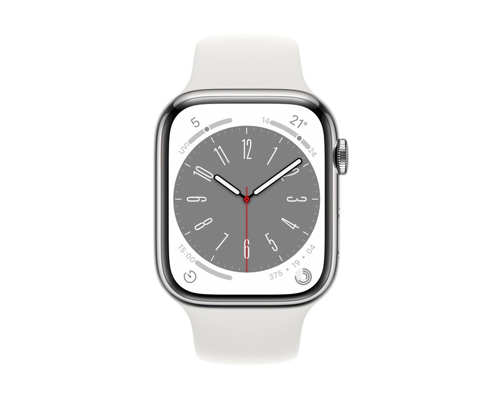 Smart часовник Apple Watch Series 8 GPS + Cellular 45mm Silver Stainless Steel Case with White Sport Band - Regular 2