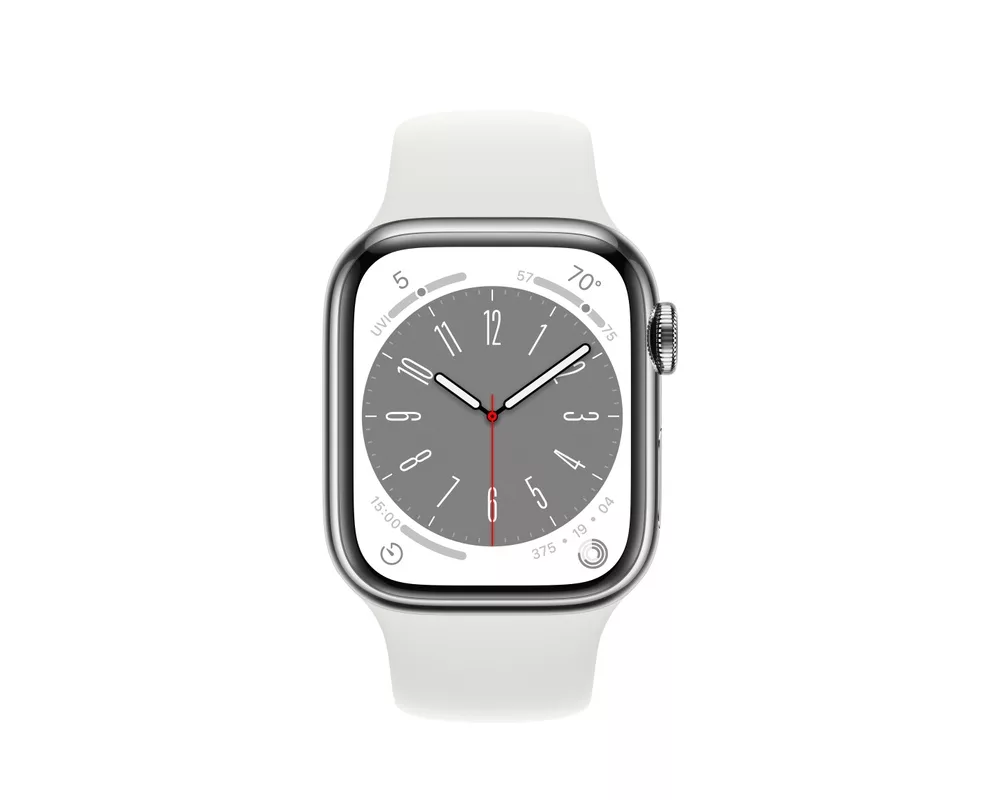 Smart часовник Apple Watch Series 8 GPS + Cellular 41mm Silver Stainless Steel Case with White Sport Band - Regular 2