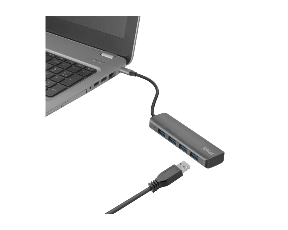 USB хъб TRUST Halyx Alum. USB-C to 4-Port USB3.2 Hub 4