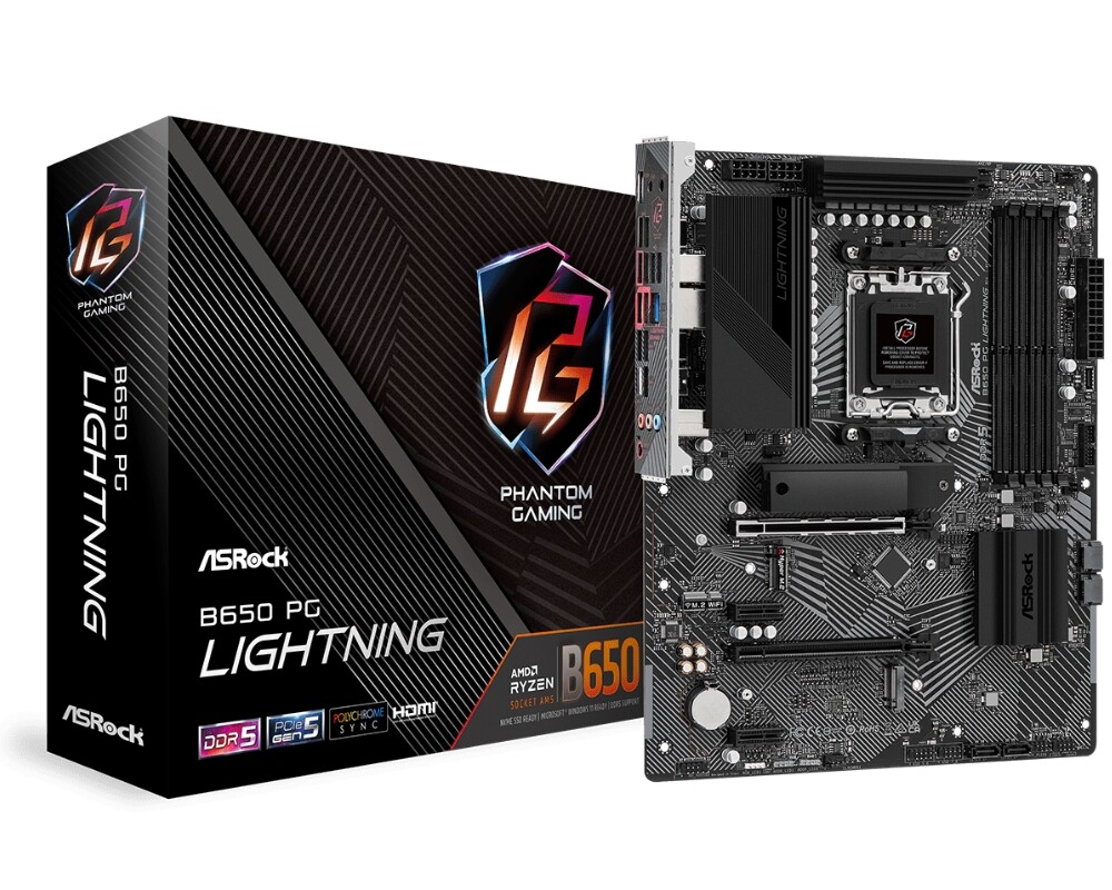 Дънна платка ASROCK B650 PG Lightning, Socket AM5, ATX, 4xDDR5 2