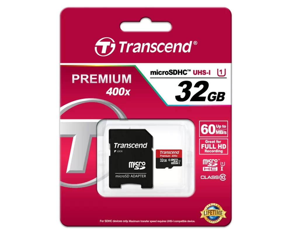 Флаш карта Transcend 32GB micro SDHC UHS-I Premium (with adapter 3