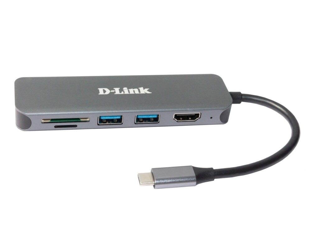 USB хъб D-LINK 6in1 USB-C Mini Docking Station 2