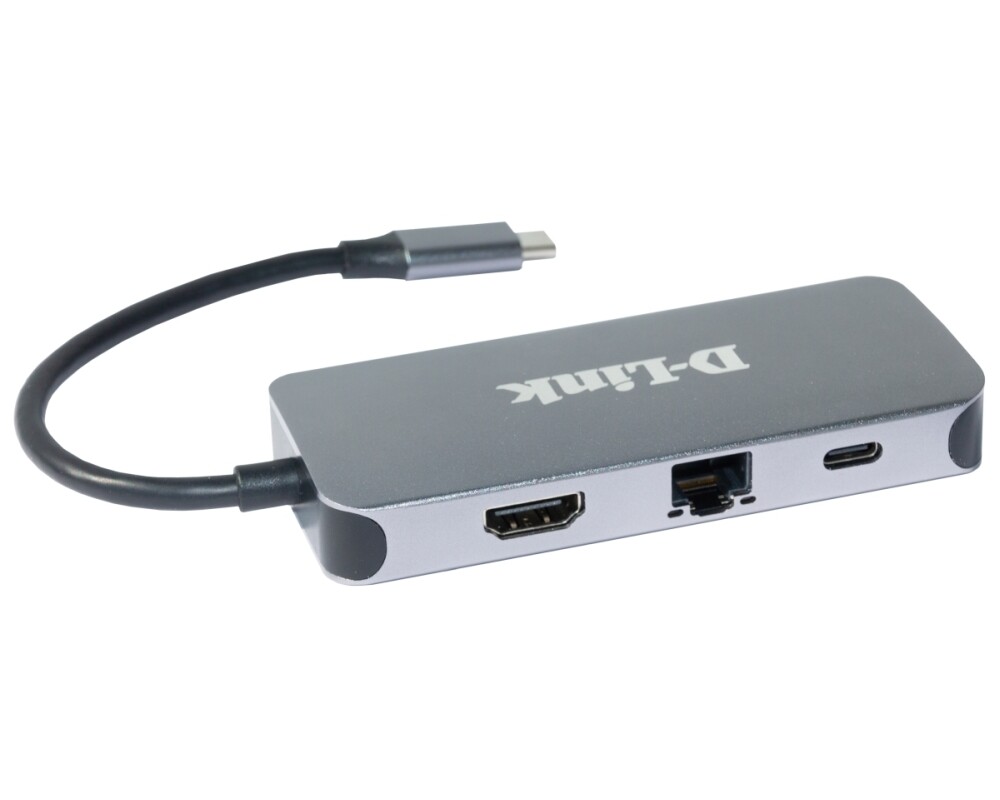 USB хъб D-Link 6-in-1 USB-C Hub with HDMI/Gigabit Ethernet/Power Delivery 2