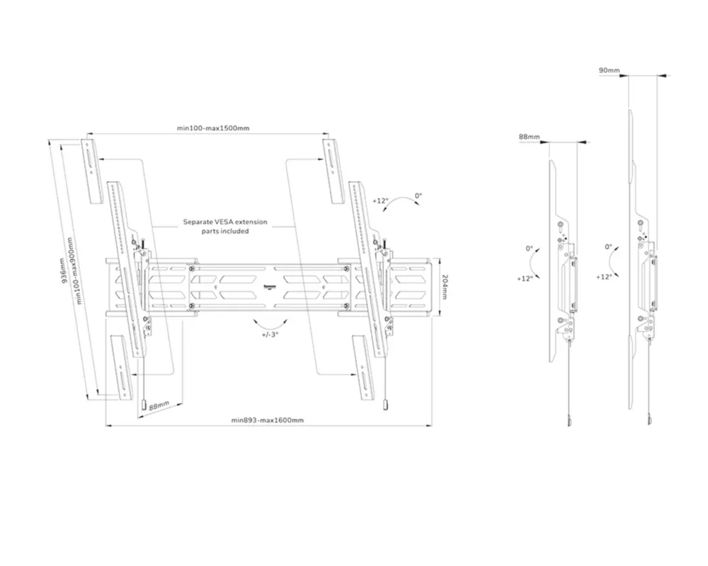 Стойка Neomounts Select Screen Wall Mount (tilt 10