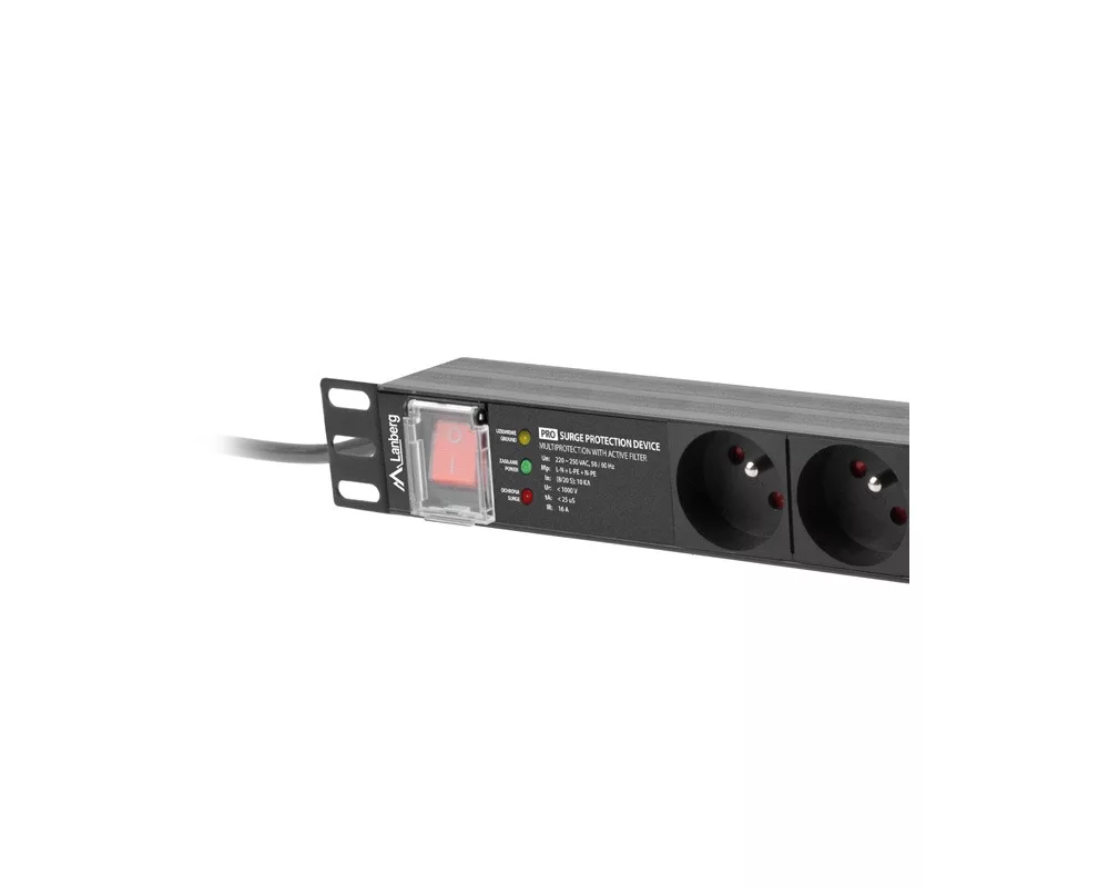 Електрически филтър Lanberg power distribution unit (PDU) PRO 19" 1U 16A 2M 7X FRENCH OUTLETS SPD-3MP Black 3