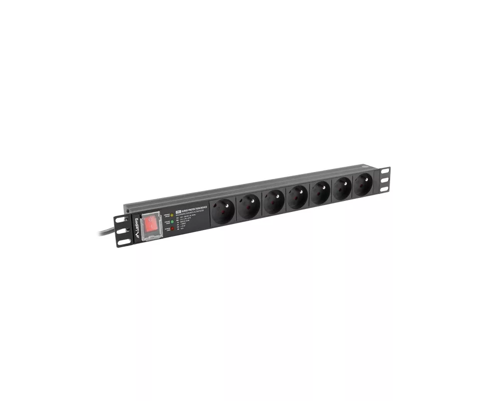 Електрически филтър Lanberg power distribution unit (PDU) PRO 19" 1U 16A 2M 7X FRENCH OUTLETS SPD-3MP Black 2