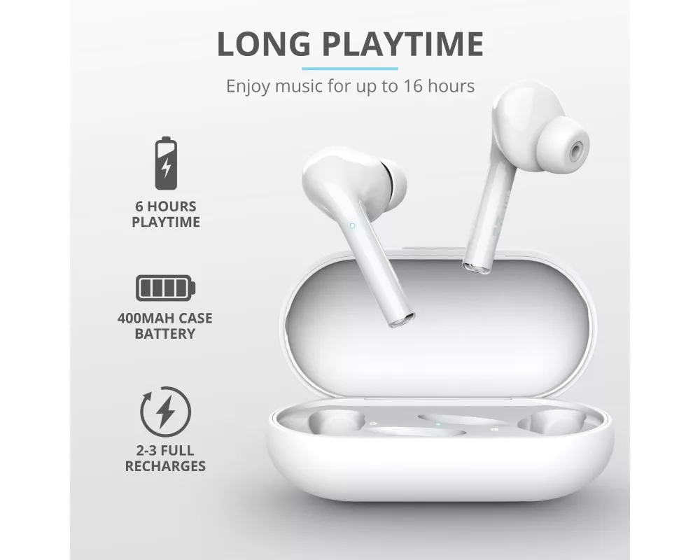 Слушалки TRUST Nika Touch Bluetooth Earphones White 9