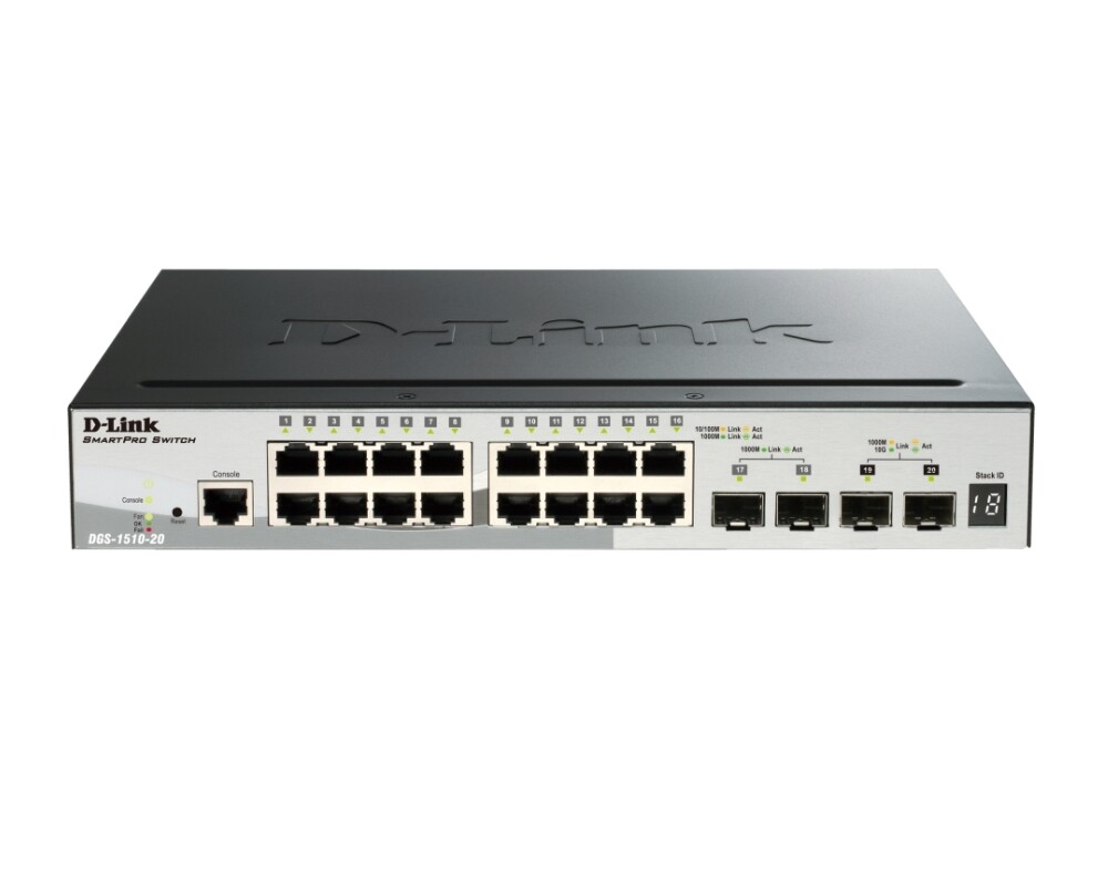Switch (Комутатор) D-Link 20-Port Gigabit Stackable SmartPro Switch including 2 SFP ports and 2 x 10G SFP+ ports 2